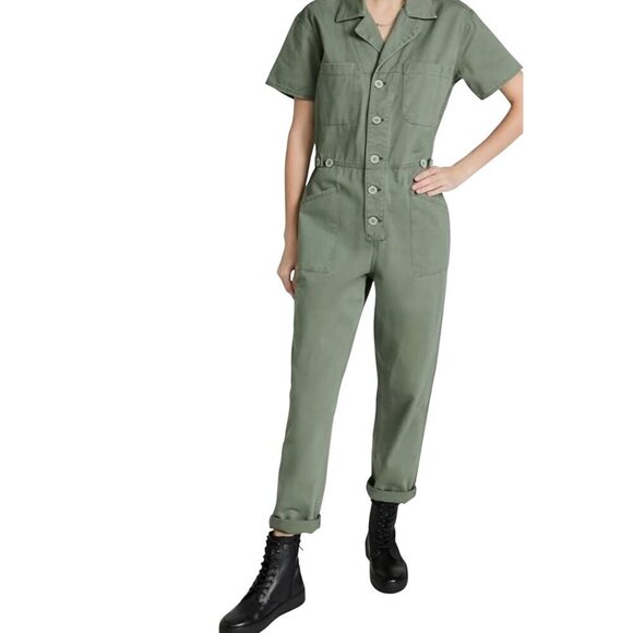 Pistola NWOT Grover Jumpsuit Colonel Green Cotton Snap Button Closure Size M - Picture 7 of 12